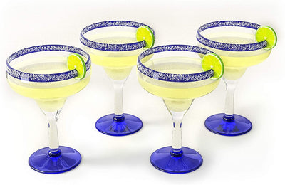Mexican Hand Blown Margarita Glasses – Set of 4 Luxury Hand Blown Margarita Glasses (16 oz)