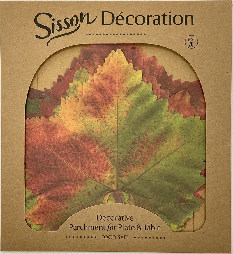 Parchment Paper Leaves for Cheese & Charcuterie Boards - Sisson Distribution Grape Leaves (Pack of 20) - Food Safe Decoration for Plate & Table