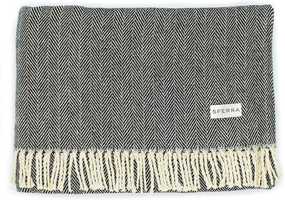 SFERRA Celine Herringbone, 100% Cotton Throw Blanket - Black