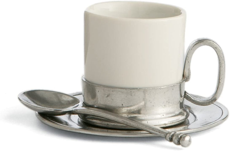 Arte Italica Tuscan Espresso Cup & Saucer with Spoon, White