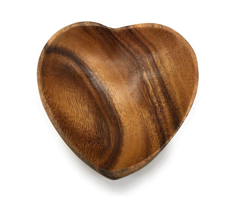Acacia Wood Heart Shaped Bowls - Fair Trade, Sustainably Harvested (10")