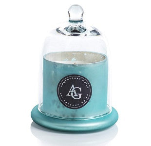 Zodax Apothecary Guild Scented Frosted Candle Jar w/Dome Black Fig Vetiver Light Blue