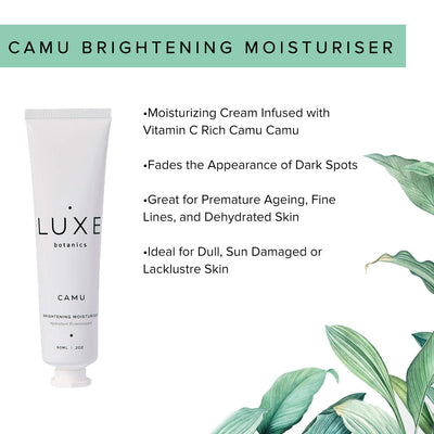 Luxe Botanics Camu Brightening Moisturizer - Helps to Brighten & Even Skintone Organic Camu Camu Berry, Vitamin C, Shea Butter, Avocado and Jojoba Oil (2oz)