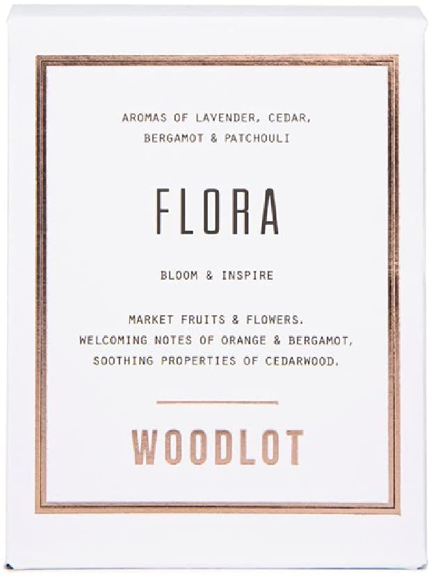 Woodlot Flora Candle Glass Jar Soy & Coconut Wax Lavender Patchouli and Bergamot Essential Oil 8 Oz