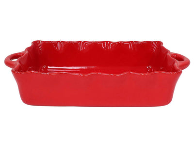 Casafina Stoneware Ceramic Dish Cook & Host Collection Large Rectangular Baker Casserole, (Red) L14"xW10"