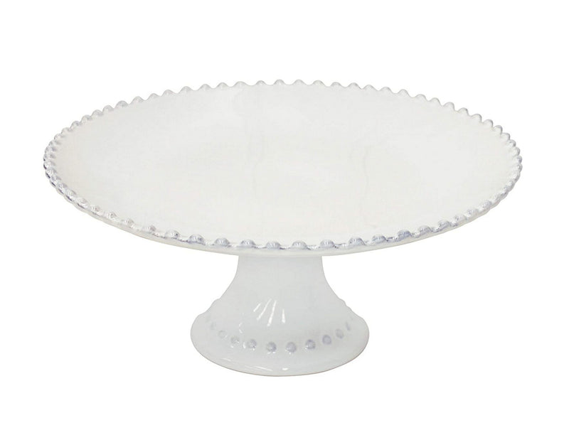 COSTA NOVA Pearl Collection Stoneware Ceramic Cake Stand Medium 11.25", White