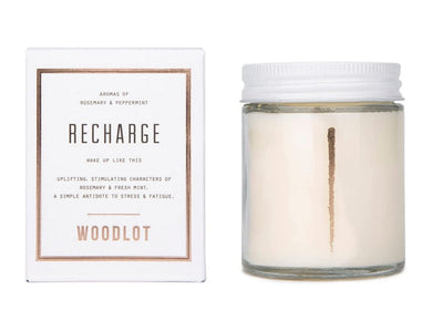 Woodlot Recharge Candle Glass Jar Soy and Coconut Wax Stress & Fatigue Remedy with Soothing Peppermint and Invigorating Rosemary Essential Oils, 8 Oz