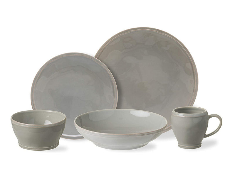 Casafina Stoneware Ceramic Dish Fontana Collection 5-Piece Dinnerware Set (Service for 1), Dove Gray