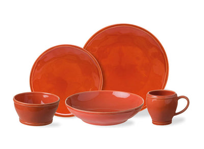 Casafina Stoneware Ceramic Dish Fontana Collection 30-Piece Dinnerware Set (Service for 6), Paprika