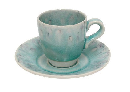 COSTA NOVA Madeira Collection Stoneware Ceramic Espresso Cup & Saucer 3 oz, Blue