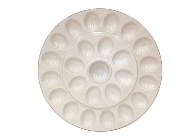 Casafina Cook & Host Collection Stoneware Ceramic Deviled Egg Serving Platter 13.25", Cream