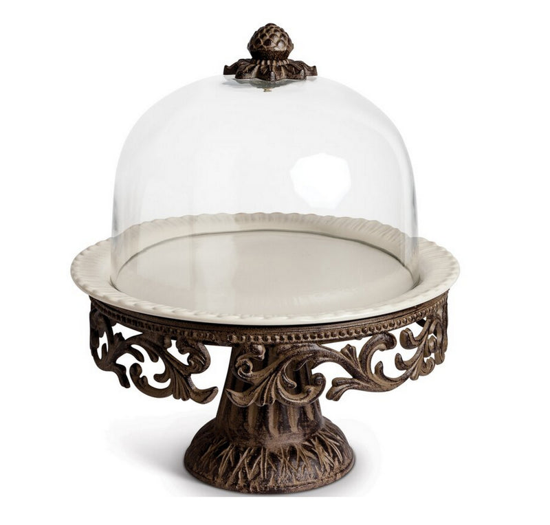 GG Collection Cake Pedestal With Glass Dome Cake Stand