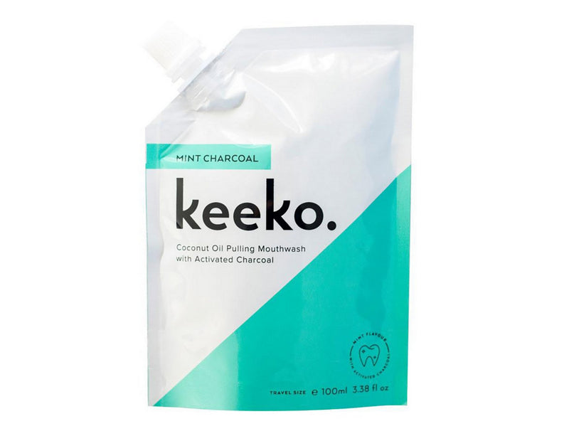 Keeko - Natural/Organic Mint Charcoal Oil Pulling Mouthwash (3.38 oz / 100 ml)