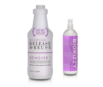 Big Kizzy Remover 1, Release & Reuse, 32oz Salon Size + Free 8oz, Tape In Hair Extension Remover, Tested & Proven Fastest & Easiest Adhesive Remover, Professional Quality