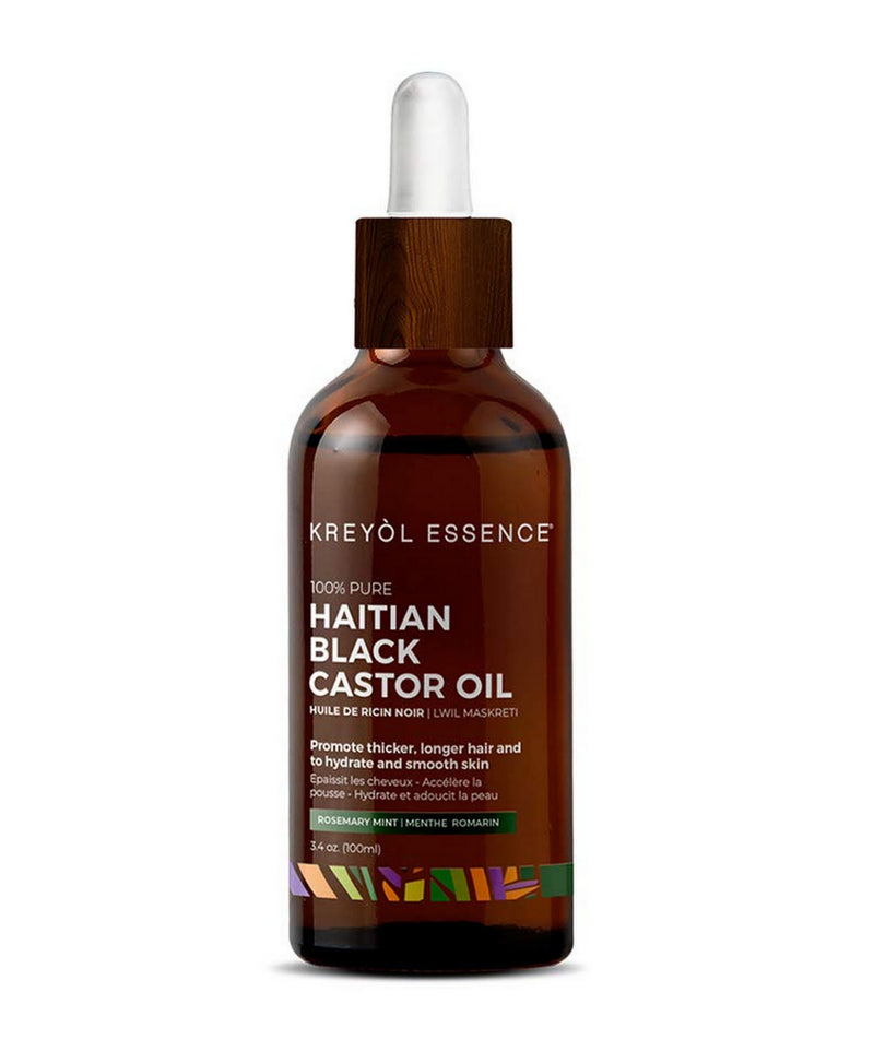 Kreyol Essence Haitian Black Castor Oil for Hair Growth Rosemary Mint 3.4 oz (100 ml)
