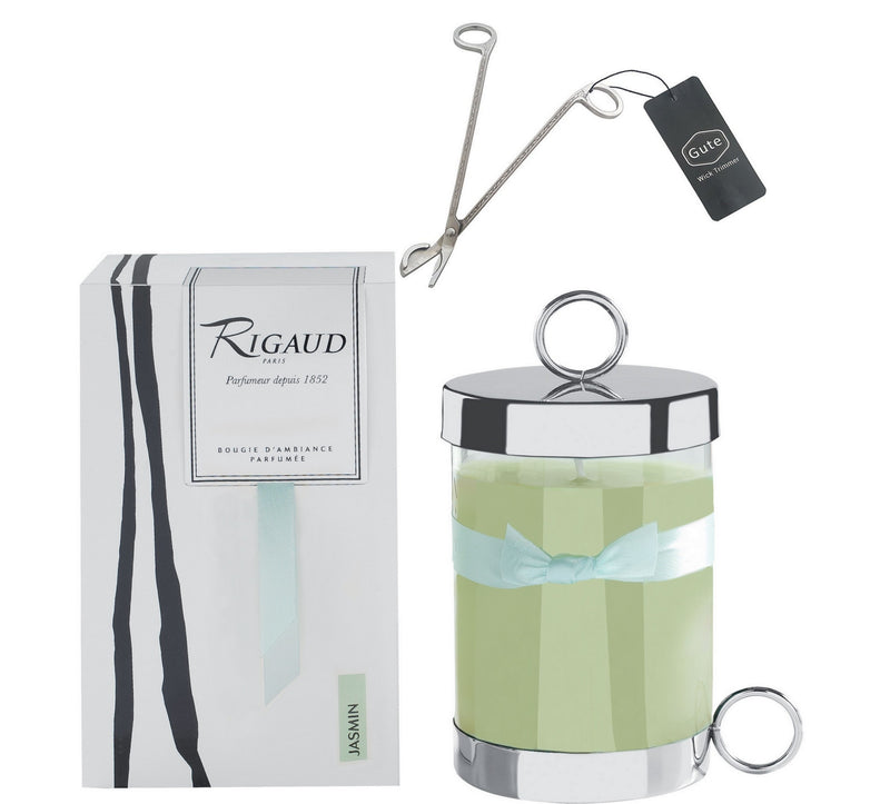 Rigaud Jasmin Large Model Candle and Gute Wick Cutter Bundle (Two Piece Bundle)