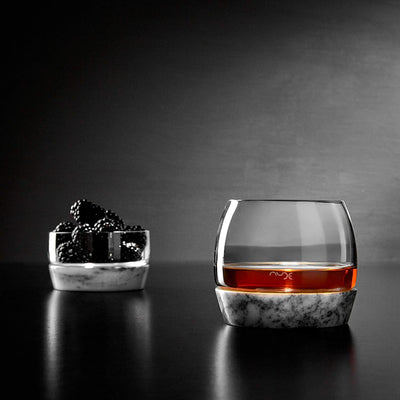 NUDE Glass Chill Whiskey Tumbler with Marble Base Lead-Free Crystal