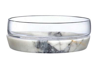 NUDE Glass Chill Bowl with Marble Base Medium Size Lead-Free Crystal