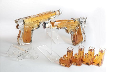 The Wine Savant Pistol Whiskey Gun Decanter & Shot Glasses Set
