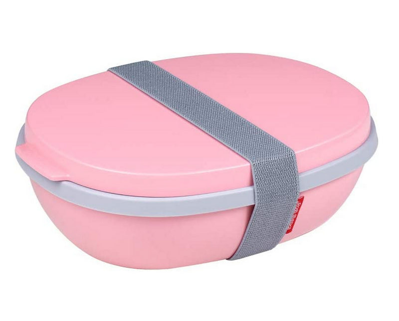 Rosti Mepal Ellipse Duo Reusable Meal Prep Lunch Box, Nordic Pink