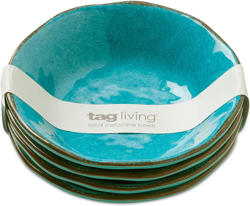 Tag - Veranda Melamine Bowl, Durable, BPA-Free and Great for Outdoor or Casual Meals, Ocean Blue (Set Of 4)