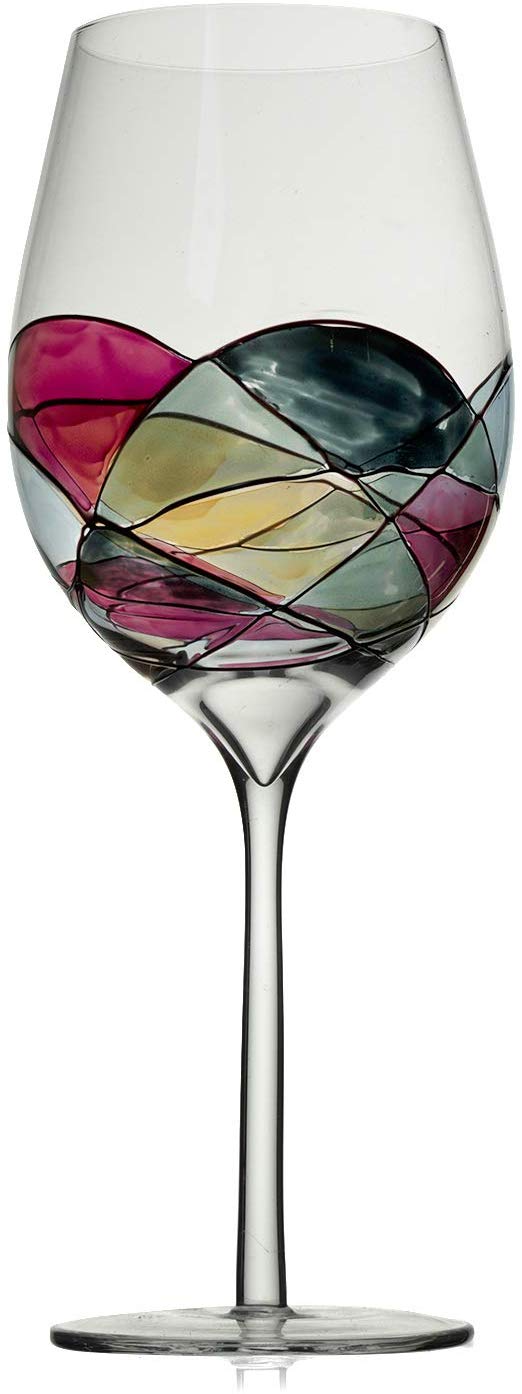 The Wine Savant Beautiful Hand Painted Wine Glasses Set of 2